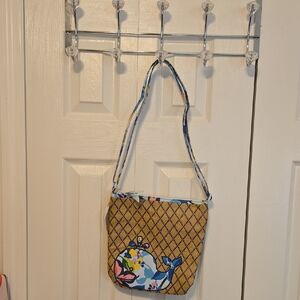 Vera Bradley Tan and Blue Shoulder Bag with Decorative Patterns